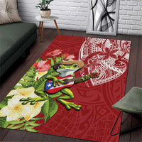 Puerto Rico Coqui Frog Area Rug Tropical Flowers Polynesian Style - Wonder Print Shop