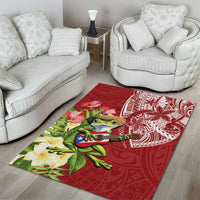 Puerto Rico Coqui Frog Area Rug Tropical Flowers Polynesian Style - Wonder Print Shop