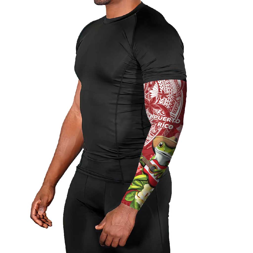 Puerto Rico Coqui Frog Arm Sleeves Tropical Flowers Polynesian Style - Wonder Print Shop