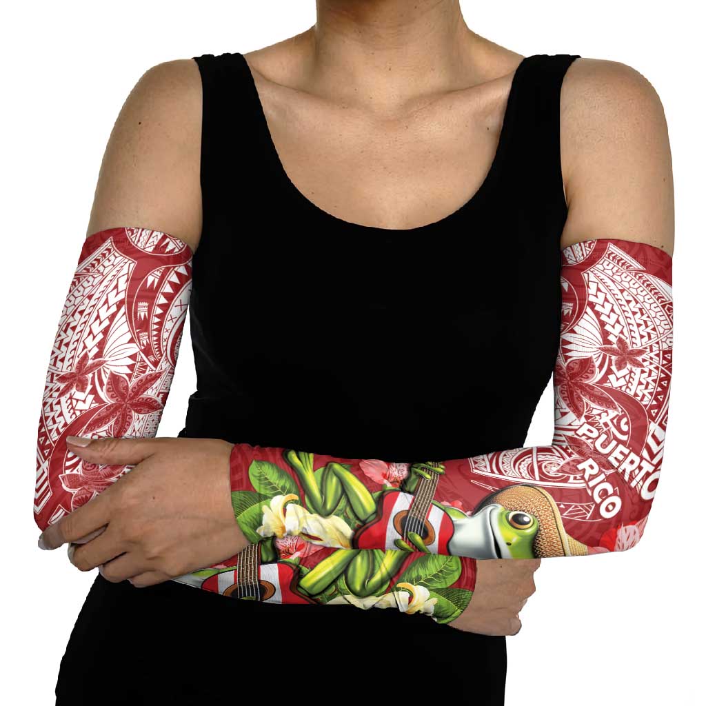 Puerto Rico Coqui Frog Arm Sleeves Tropical Flowers Polynesian Style - Wonder Print Shop