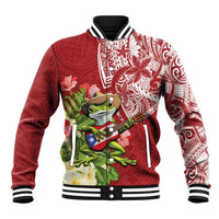 Puerto Rico Coqui Frog Baseball Jacket Tropical Flowers Polynesian Style - Wonder Print Shop