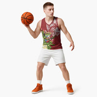 Puerto Rico Coqui Frog Basketball Jersey Tropical Flowers Polynesian Style - Wonder Print Shop