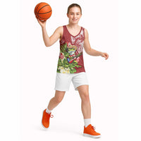 Puerto Rico Coqui Frog Basketball Jersey Tropical Flowers Polynesian Style - Wonder Print Shop