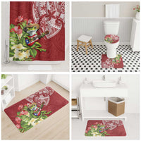 Puerto Rico Coqui Frog Bathroom Set Tropical Flowers Polynesian Style - Wonder Print Shop