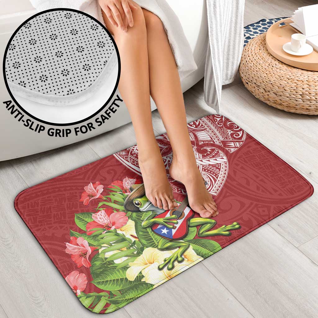 Puerto Rico Coqui Frog Bathroom Set Tropical Flowers Polynesian Style - Wonder Print Shop