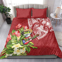 Puerto Rico Coqui Frog Bedding Set Tropical Flowers Polynesian Style - Wonder Print Shop