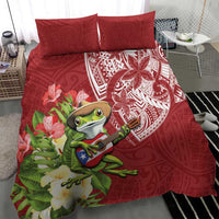 Puerto Rico Coqui Frog Bedding Set Tropical Flowers Polynesian Style - Wonder Print Shop