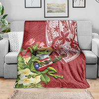 Puerto Rico Coqui Frog Blanket Tropical Flowers Polynesian Style - Wonder Print Shop