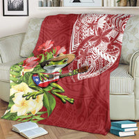 Puerto Rico Coqui Frog Blanket Tropical Flowers Polynesian Style - Wonder Print Shop