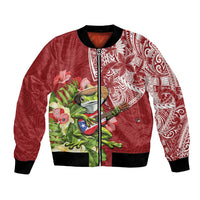 Puerto Rico Coqui Frog Bomber Jacket Tropical Flowers Polynesian Style - Wonder Print Shop