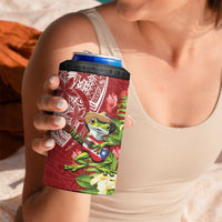 Puerto Rico Coqui Frog 4 in 1 Can Cooler Tumbler Tropical Flowers Polynesian Style - Wonder Print Shop