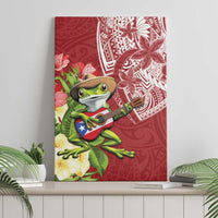 Puerto Rico Coqui Frog Canvas Wall Art Tropical Flowers Polynesian Style - Wonder Print Shop