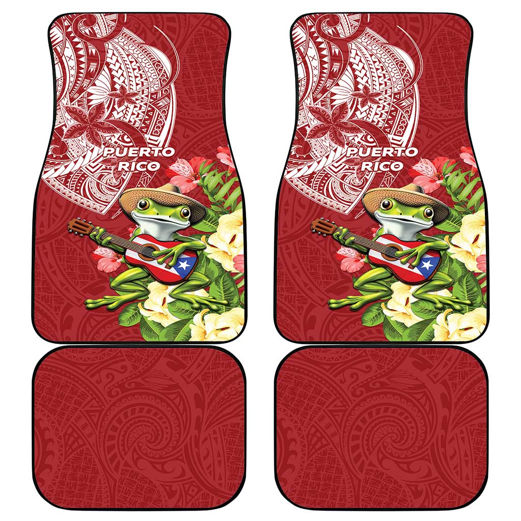 Puerto Rico Coqui Frog Car Mats Tropical Flowers Polynesian Style - Wonder Print Shop