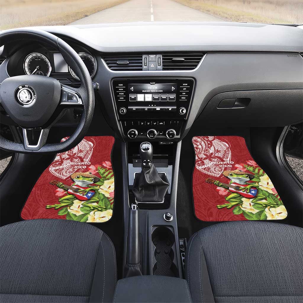 Puerto Rico Coqui Frog Car Mats Tropical Flowers Polynesian Style - Wonder Print Shop