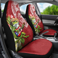 Puerto Rico Coqui Frog Car Seat Cover Tropical Flowers Polynesian Style - Wonder Print Shop