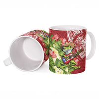 Puerto Rico Coqui Frog Ceramic Mug Tropical Flowers Polynesian Style - Wonder Print Shop