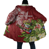 Puerto Rico Coqui Frog Cloak Tropical Flowers Polynesian Style - Wonder Print Shop