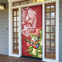 Puerto Rico Coqui Frog Door Cover Tropical Flowers Polynesian Style - Wonder Print Shop