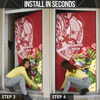 Puerto Rico Coqui Frog Door Cover Tropical Flowers Polynesian Style - Wonder Print Shop