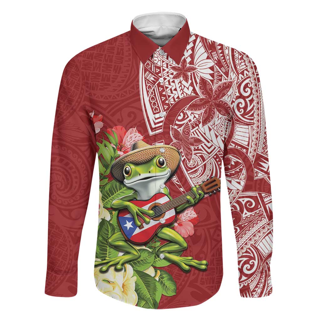Puerto Rico Coqui Frog Family Matching Mermaid Dress and Hawaiian Shirt Tropical Flowers Polynesian Style - Wonder Print Shop