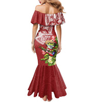 Puerto Rico Coqui Frog Family Matching Mermaid Dress and Hawaiian Shirt Tropical Flowers Polynesian Style - Wonder Print Shop