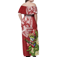 Puerto Rico Coqui Frog Family Matching Off Shoulder Maxi Dress and Hawaiian Shirt Tropical Flowers Polynesian Style - Wonder Print Shop