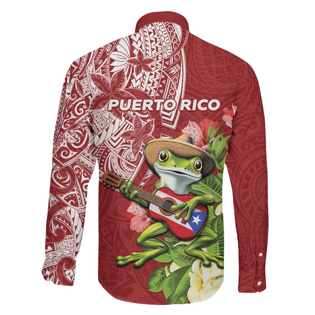 Puerto Rico Coqui Frog Family Matching Puletasi and Hawaiian Shirt Tropical Flowers Polynesian Style - Wonder Print Shop