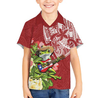 Puerto Rico Coqui Frog Family Matching Puletasi and Hawaiian Shirt Tropical Flowers Polynesian Style - Wonder Print Shop