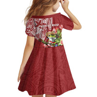 Puerto Rico Coqui Frog Family Matching Short Sleeve Bodycon Dress and Hawaiian Shirt Tropical Flowers Polynesian Style - Wonder Print Shop