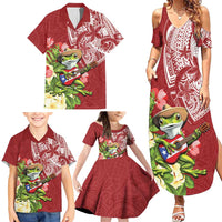 Puerto Rico Coqui Frog Family Matching Summer Maxi Dress and Hawaiian Shirt Tropical Flowers Polynesian Style - Wonder Print Shop