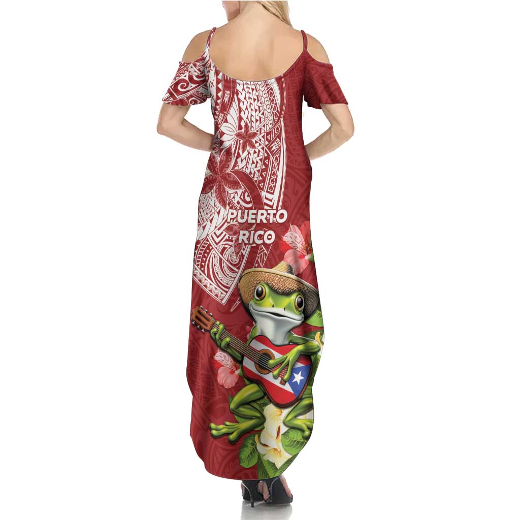 Puerto Rico Coqui Frog Family Matching Summer Maxi Dress and Hawaiian Shirt Tropical Flowers Polynesian Style - Wonder Print Shop