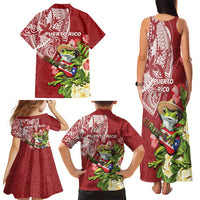 Puerto Rico Coqui Frog Family Matching Tank Maxi Dress and Hawaiian Shirt Tropical Flowers Polynesian Style - Wonder Print Shop