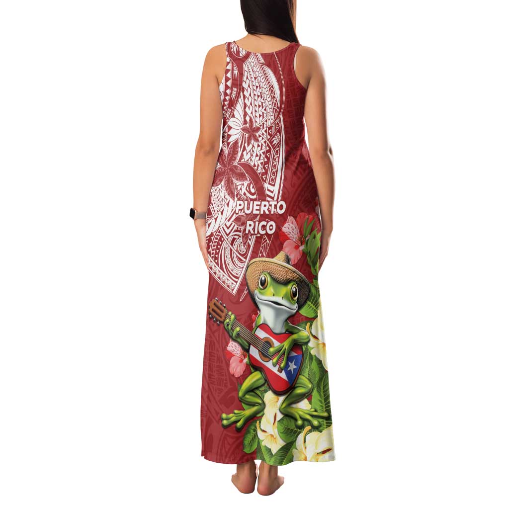 Puerto Rico Coqui Frog Family Matching Tank Maxi Dress and Hawaiian Shirt Tropical Flowers Polynesian Style - Wonder Print Shop