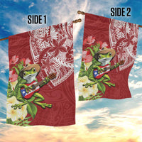 Puerto Rico Coqui Frog Garden Flag Tropical Flowers Polynesian Style - Wonder Print Shop