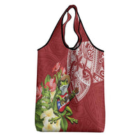 Puerto Rico Coqui Frog Grocery Bag Tropical Flowers Polynesian Style - Wonder Print Shop