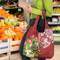 Puerto Rico Coqui Frog Grocery Bag Tropical Flowers Polynesian Style - Wonder Print Shop