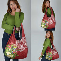 Puerto Rico Coqui Frog Grocery Bag Tropical Flowers Polynesian Style - Wonder Print Shop