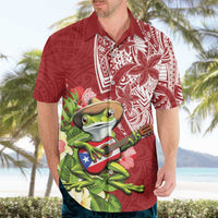 Puerto Rico Coqui Frog Hawaiian Shirt Tropical Flowers Polynesian Style - Wonder Print Shop