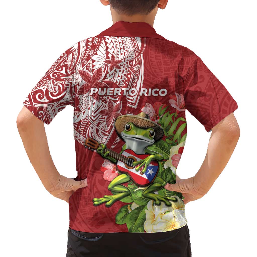 Puerto Rico Coqui Frog Hawaiian Shirt Tropical Flowers Polynesian Style - Wonder Print Shop