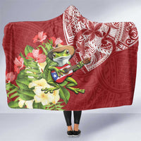 Puerto Rico Coqui Frog Hooded Blanket Tropical Flowers Polynesian Style - Wonder Print Shop