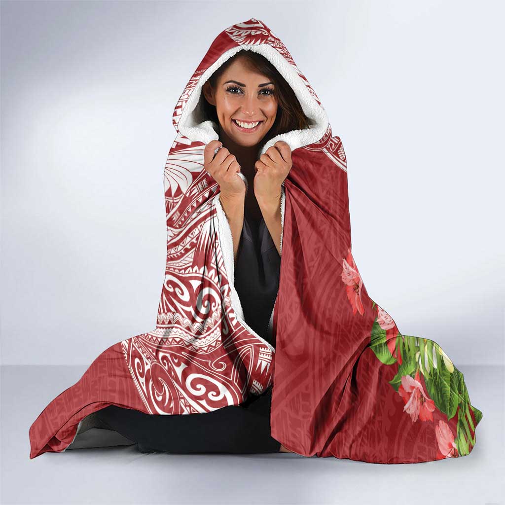 Puerto Rico Coqui Frog Hooded Blanket Tropical Flowers Polynesian Style - Wonder Print Shop