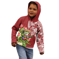 Puerto Rico Coqui Frog Kid Hoodie Tropical Flowers Polynesian Style - Wonder Print Shop