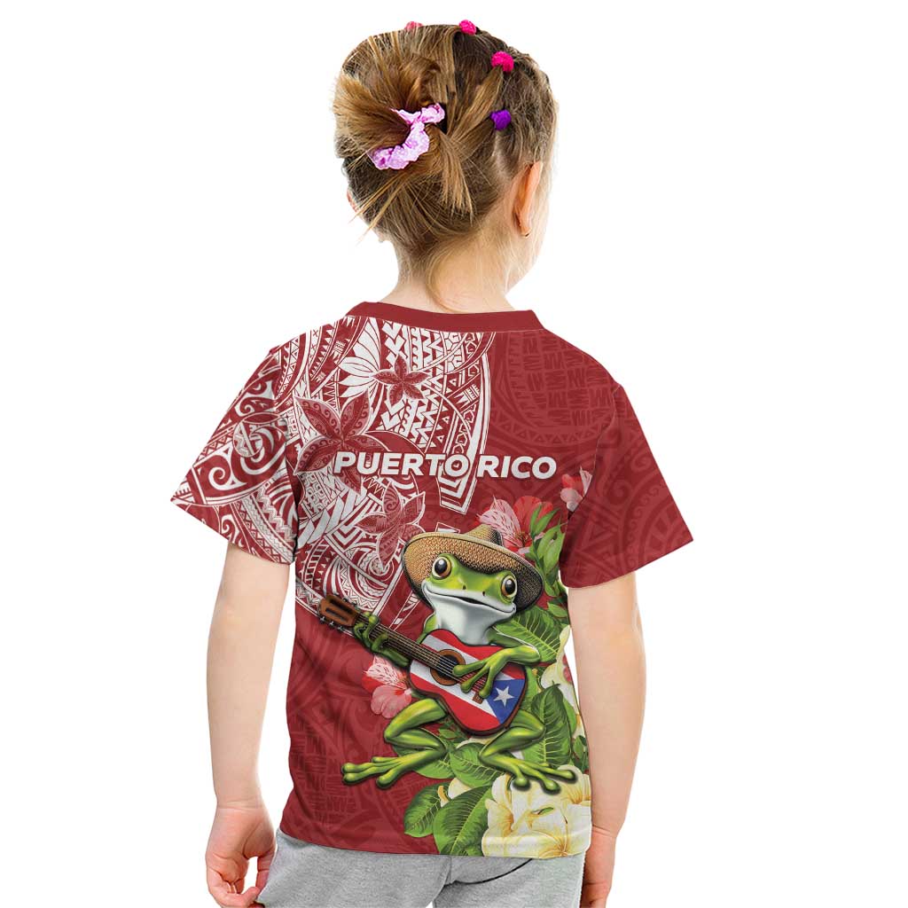 Puerto Rico Coqui Frog Kid T Shirt Tropical Flowers Polynesian Style - Wonder Print Shop