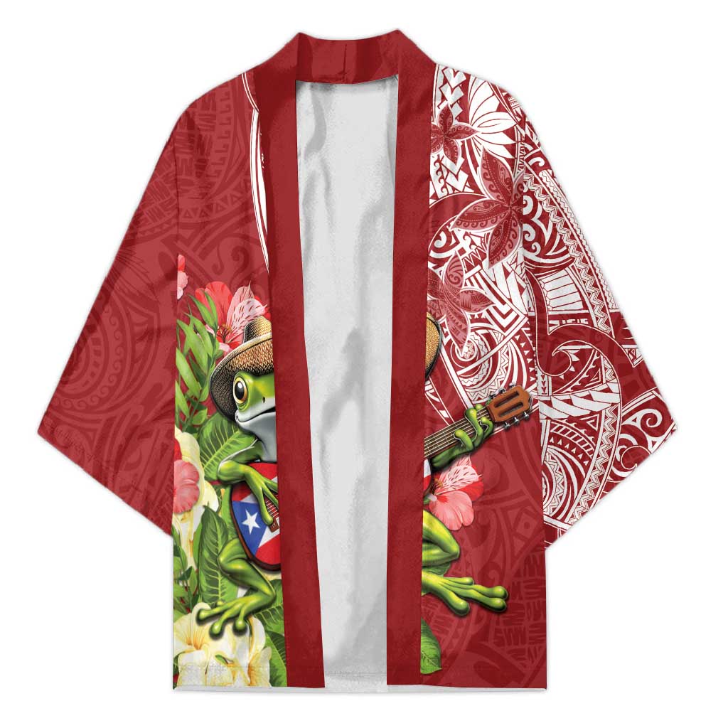 Puerto Rico Coqui Frog Kimono Tropical Flowers Polynesian Style - Wonder Print Shop