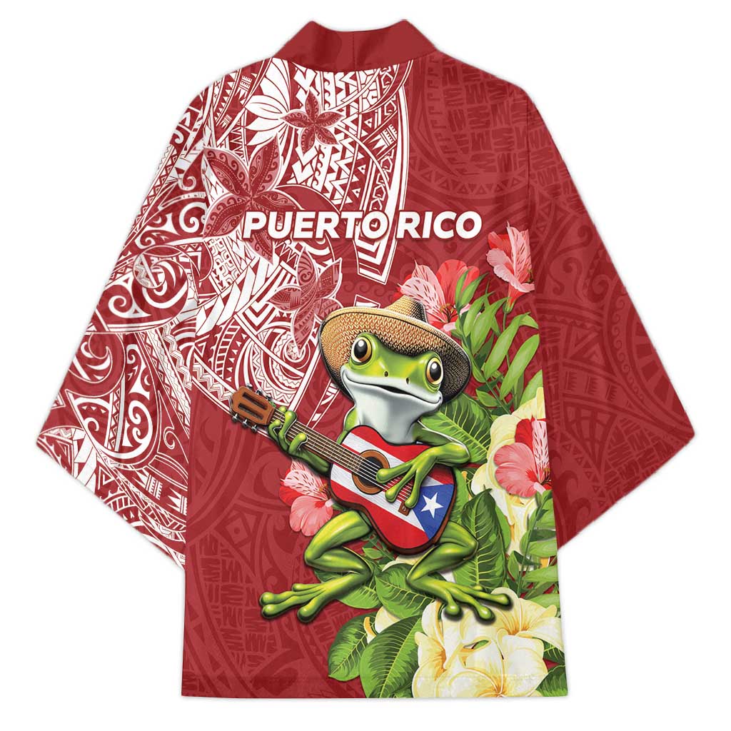 Puerto Rico Coqui Frog Kimono Tropical Flowers Polynesian Style - Wonder Print Shop
