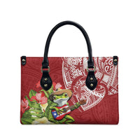 Puerto Rico Coqui Frog Leather Bag Tropical Flowers Polynesian Style - Wonder Print Shop
