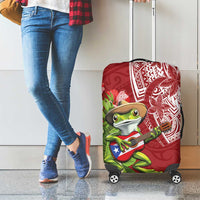 Puerto Rico Coqui Frog Luggage Cover Tropical Flowers Polynesian Style - Wonder Print Shop