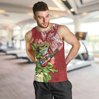 Puerto Rico Coqui Frog Men Tank Top Tropical Flowers Polynesian Style - Wonder Print Shop