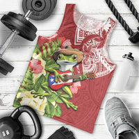 Puerto Rico Coqui Frog Men Tank Top Tropical Flowers Polynesian Style - Wonder Print Shop