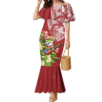 Puerto Rico Coqui Frog Mermaid Dress Tropical Flowers Polynesian Style - Wonder Print Shop